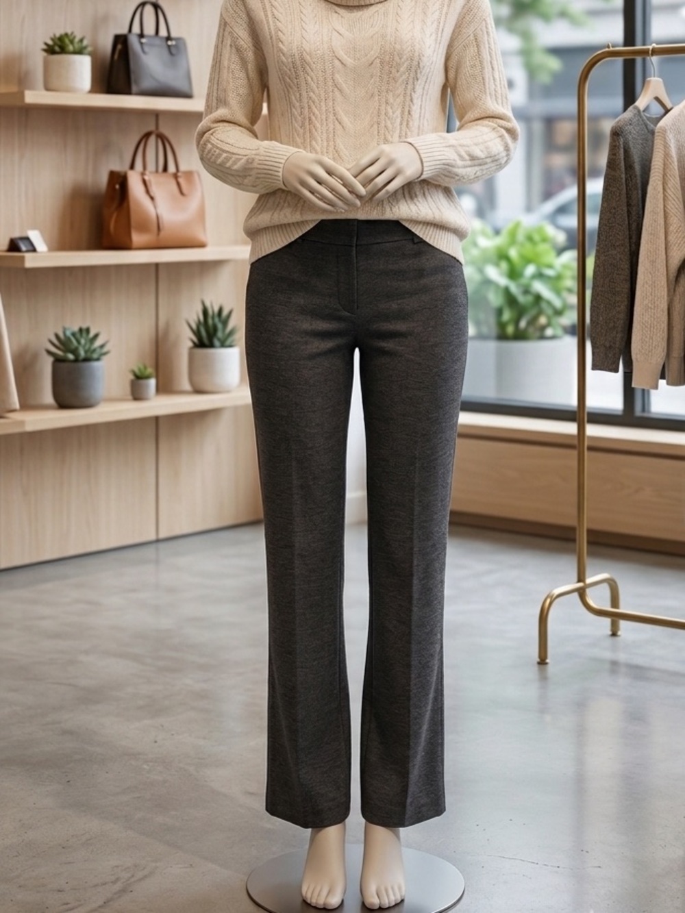 Eddie Bauer Gray Wide Leg Trousers Size 14 Soft Cotton Modal Blend⁠
